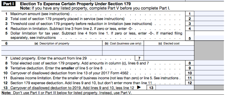 IRS Form 4562: Part 1