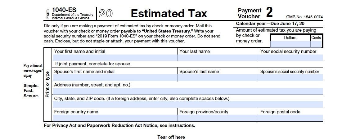 Form 1040 Estimated Payment Voucher 2